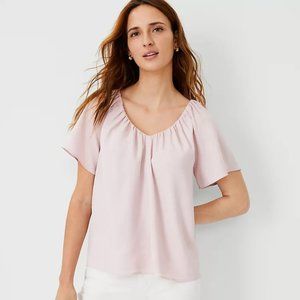 Ann Taylor Shirred V-Neck Top